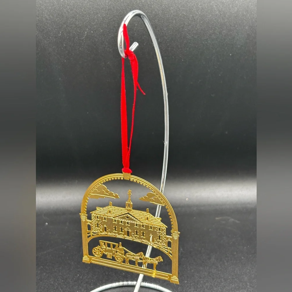 Mount Vernon 1991 Christmas Ornament Brass George Washington Home In Box